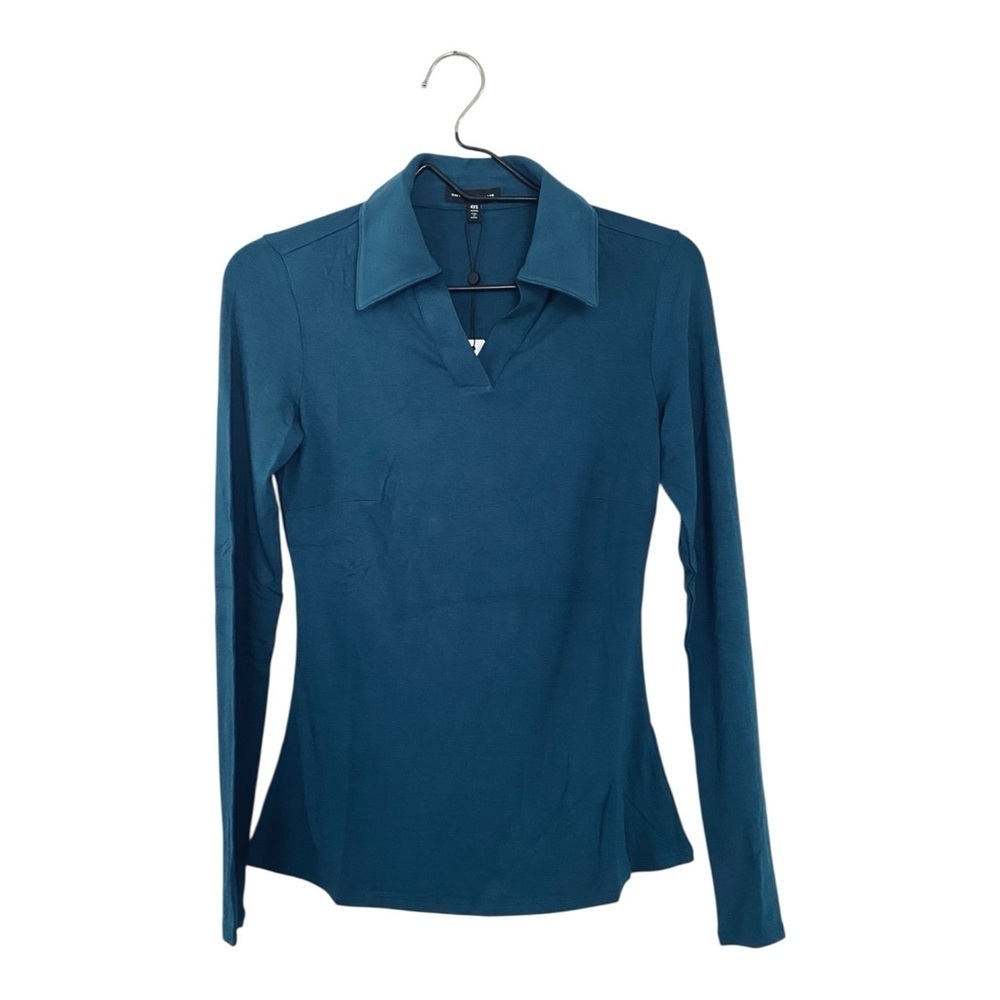 Universal Standard Deep Sea Teal Long Sleeve Women's Polo Top Size 00/0 4XS NEW